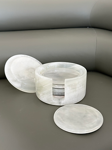 White Onyx Coaster Set